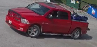 Red pickup truck
