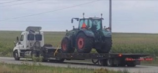 Tractor on a trailer