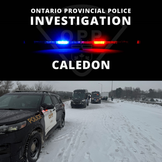 Police vehicles in snow.