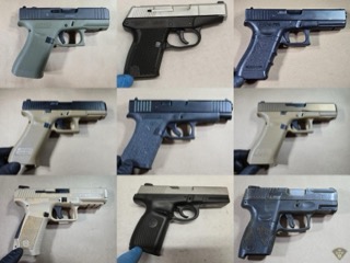Four handguns, various colors