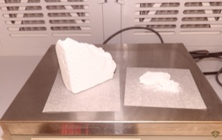 White crystalline substance on a scale