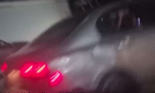 Red taillights blurred with motion.