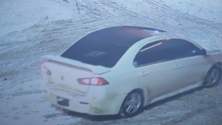 White sedan, rear view