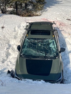 SUV stuck in snow
