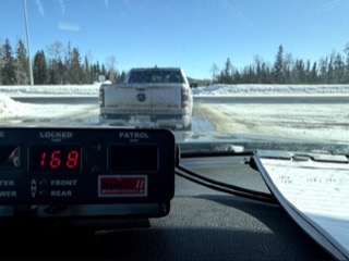 Speedometer reads 168