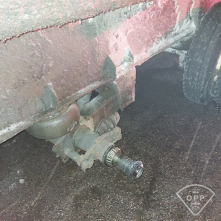 Damaged vehicle undercarriage