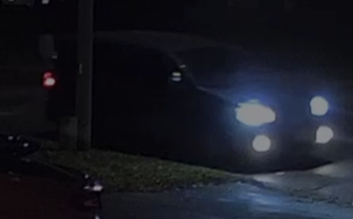 Headlights illuminating a dark road
