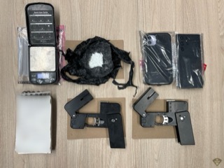 Digital scale, plastic bags, and cell phones