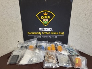 Muskoka Community Street Crime Unit, Ontario Provincial Police. Various seized drugs in small packages.