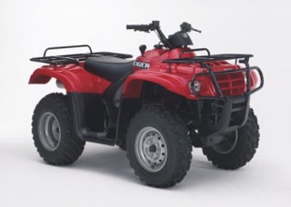 Red four-wheeler with black accents