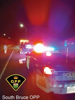 Police car with flashing lights