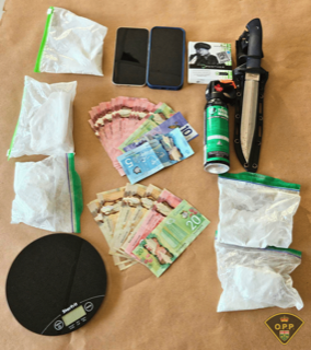 Canadian currency and packages on a surface