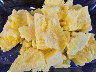 Pile of yellow honeycomb candy