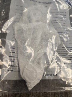 Plastic bag with contents visible.