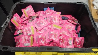 Pink packages with strawberry designs